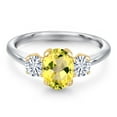 thumbnail image 3 of Gem Stone King 10K Two Tone Gold Canary Mystic Topaz and White Moissanite Engagement Ring for Women | 2.02 Cttw | Oval 8X6MM | Gemstone November Birthstone | Size 7, 3 of 7