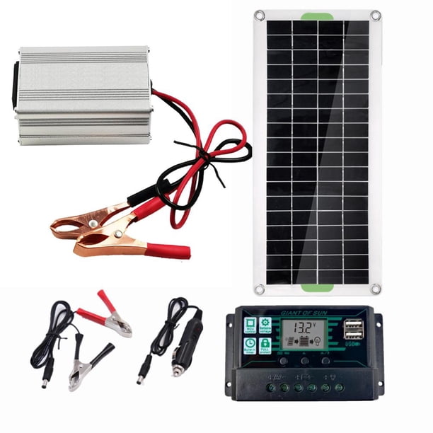 Kit De Sistema De Paneles Monocristalinos Kit De Paneles Solares Kit De Inversor Solar Portátil Ligero Para Barcos Coches Yuarrent EL017924-02