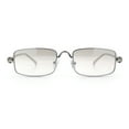 thumbnail image 3 of Narrow Rectangle Luxury Leopard Head Jewel Hinges Metal Rim Sunglasses Silver - Clear Mirror, 3 of 8