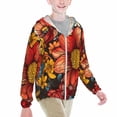 thumbnail image 2 of Cauagu Colorful Vintage Floral Pattern Print Sun Protection Jacket for Teen,Full-Zipper Long Sleeve Sun Shirts with Pockets UV Hoodie Shirts Outdoor Athletic Jacket-XX-Large, 2 of 7