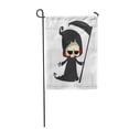 thumbnail image 1 of SIDONKU Black Cute Cartoon Grim Reaper Scythe White Emblem Party Cemetery Garden Flag Decorative Flag House Banner 28x40 inch, 1 of 1