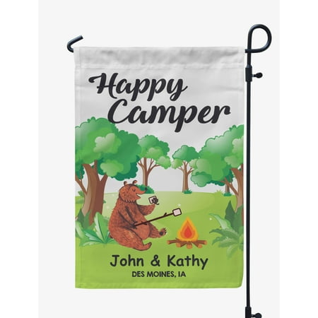 Printtoo White Happy Camper Garden Summer Personalized Camping Flags For Campers Double SidedFlagCampsiteFlagOutdoor Garden Sign