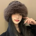 thumbnail image 3 of Vintage Warm Women Mongolian Hat Leopard Print Fluffy Fur Fisherman Hats Ladies Winter Plush Warmer Basin Cap, 3 of 9