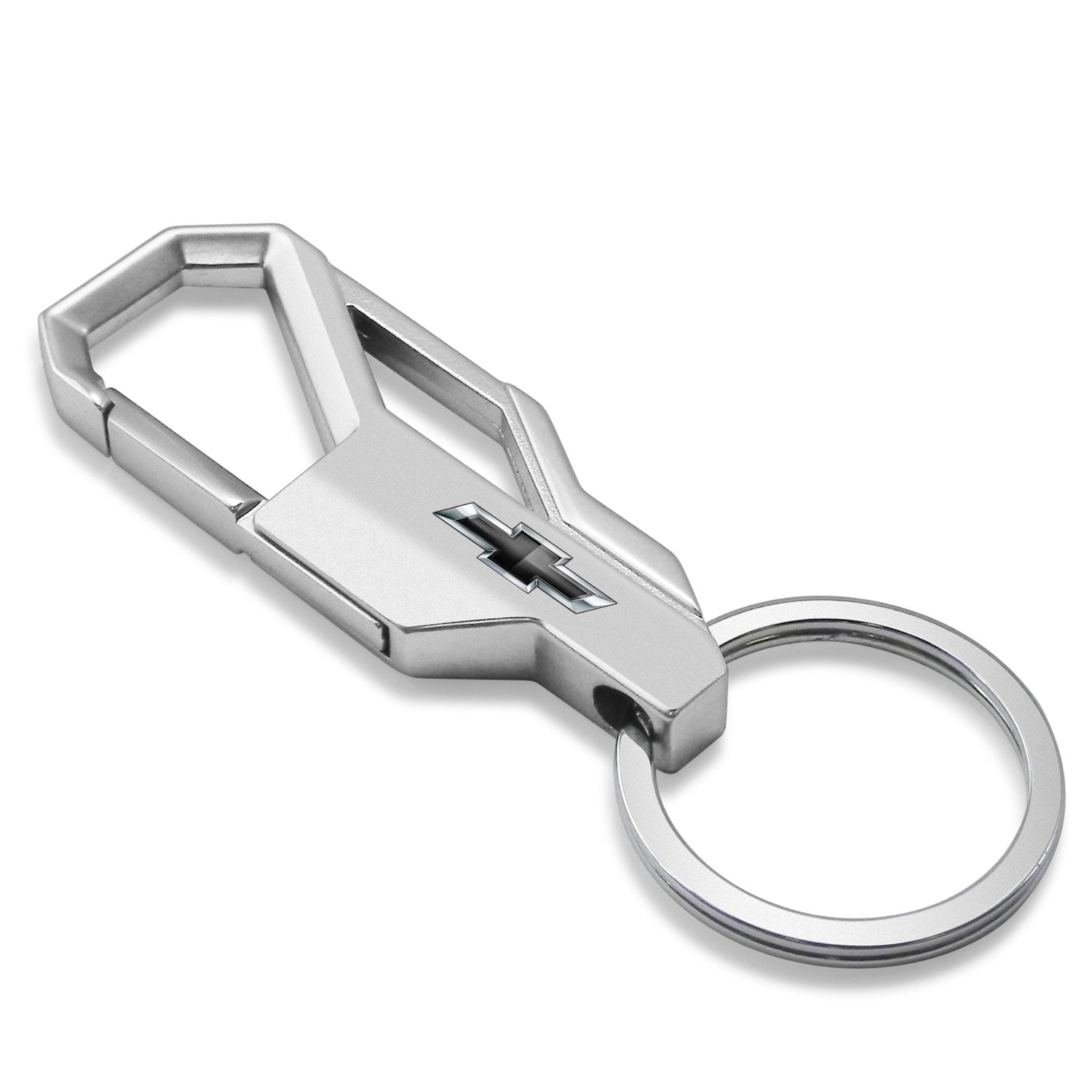 iPick Image for Chevrolet Black Logo Silver Carabiner-style Snap Hook Metal Key Chain, Official Licensed