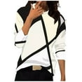 thumbnail image 2 of Otvok Womens Blouse Casual Stitching Contrast Color Long Sleeve T-Shirt, 2 of 6