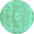 thumbnail image 1 of Ahgly Company Machine Washable Indoor Round Abstract Turquoise Blue Modern Area Rugs, 4' Round, 1 of 4