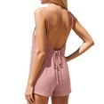 thumbnail image 6 of HAIJIE Linen Rompers for Women Casual Sleeveless Short Overalls Spaghetti Strap Shorts Jumpsuit with Pockets (Pink,XXL), 6 of 6