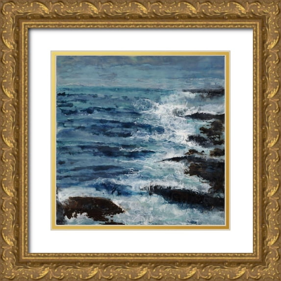 Shanti, Shima 20x20 Gold Ornate Wood Framed with Double Matting Museum Art Print Titled - Lunar Midnight