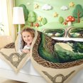 thumbnail image 3 of Homewish Vintage Nature Tree Twin Comforter Sets,Mountain Landscape Bedding Set,Green Cream,Reversible,2 Pieces,1 Comforter and 1 Pillowcase, 3 of 7
