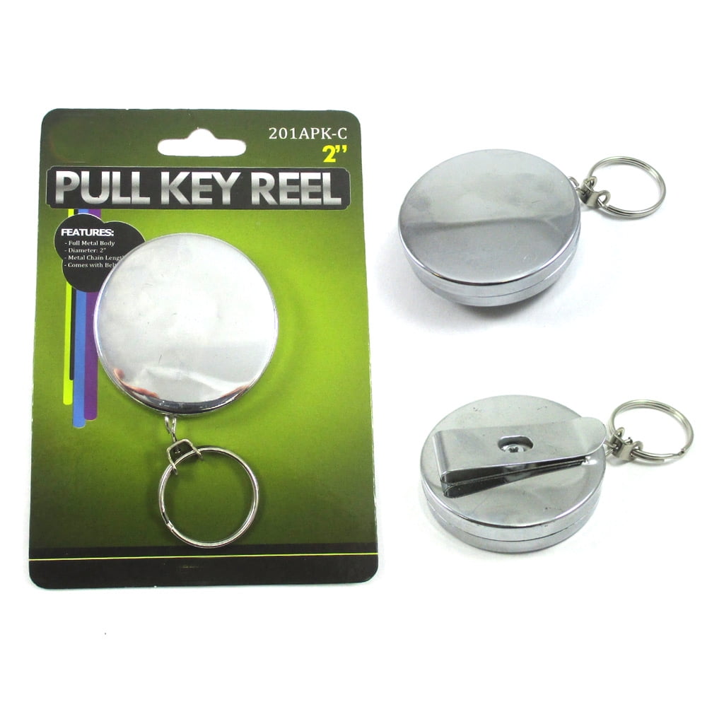 AllTopBargains Heavy Duty Retractable 2" Pull Reel Key Chain