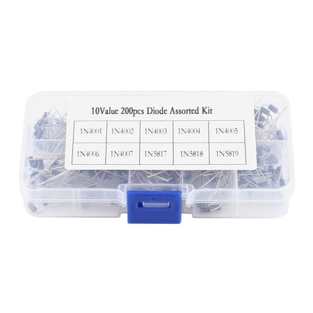 200PCS Rectifier Diode Assortment Kit (1N4001-1N4007, 1N5817-1N5819) - Versatile Electronics Project Components with Storage Box for Hobbyists and Professionals