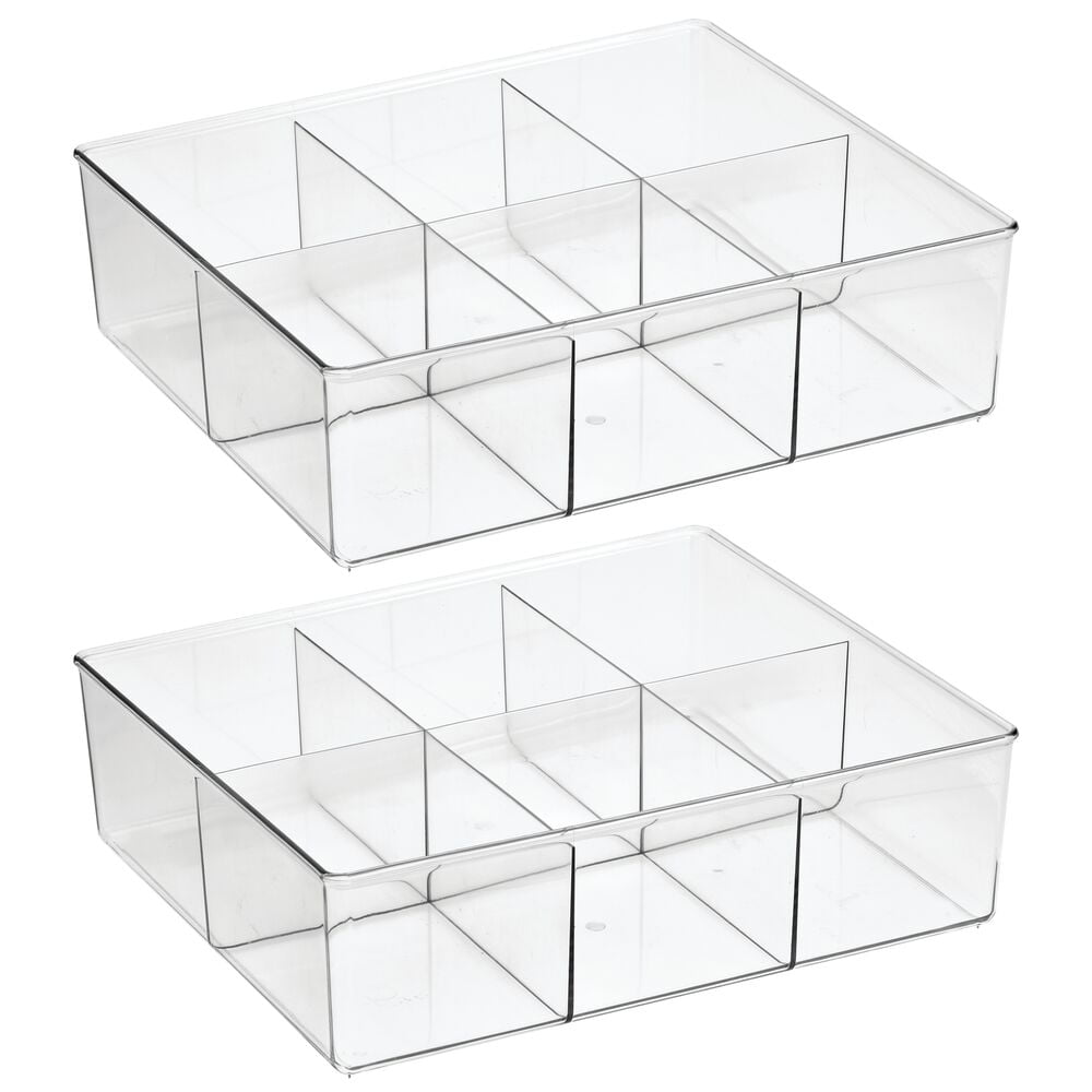 mDesign Plastic Divided Closet Storage Bin, 2 Pack Clear Walmart