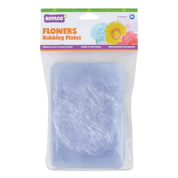 Roylco Flowers Rubbing Plates, Pack of 16