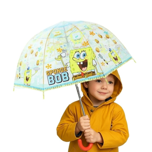 SpongeBob Square Pants Junior Vinyl Dome Type Jump Start Stick Umbrella! 55cm