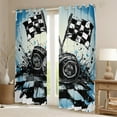 thumbnail image 2 of Feelyou Vintage Checkered Flag Black Out Curtains, Modern Sports Car Curtains Pack of 2 (42x63 Each), Teen Boy Girl Kid Bedroom Curtains, Blackout Curtains Room Decor, 2 of 6