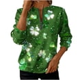 thumbnail image 2 of St. Patrick's Day Sweatshirt for Women Leprechaun Gold Pot Graphic Quarter Zip Pullover Long Sleeve Novelty Holiday Festive Casual Clothes, 2 of 5