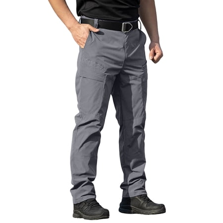 Lmueinov Men s Waterproof Pants Multi Pocket Outdoor Work Cargo Pants Relaxed Fit Straight Leg Solid Color Trousers for Fishing Golf Work Hiking S-3XL
