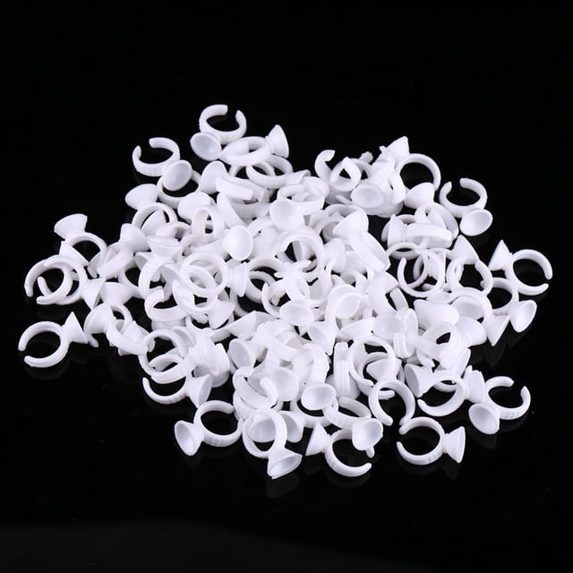 100 tapas para tinta de tatuaje con pegamento de pigmento para anillos de dedo, recipientes pequeños sin divisor.