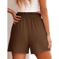 thumbnail image 5 of Linen Shorts for Women Casual Comfy Shorts Summer Trendy Mid Waisted Short with Pockets 2026 Brown, S, 5 of 6