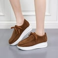 thumbnail image 2 of Lovskoo 2024 Women's Platform Shoes Solid Color Lace-Up Wedge Loafers Comfort Shoes Brown, 2 of 9