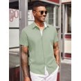 thumbnail image 2 of COOFANDY Cooling Shirts for Men Untucked Shirts Casual Short Sleeve Button Down Summer, 2 of 6