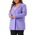 thumbnail image 2 of DARING DIVA Women's Plus Lapel Button with Pocket Jackets Long Blazer Purple 3X, 2 of 6