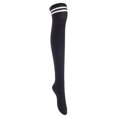 thumbnail image 2 of Lian Lifestyle Exquisite Big Girls Women 3 Pairs Thigh High Cotton Socks. Super Comfortable in Unique Colors Size 2.5-7 LBG1023Blk,Coffe,Navy, 2 of 9