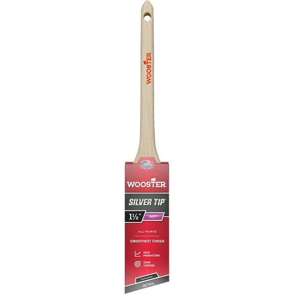 12-Pack of 1-1/2” Wooster Brush Company 5224 Silver Tip CT Polyester Angle Sash Paint Brush