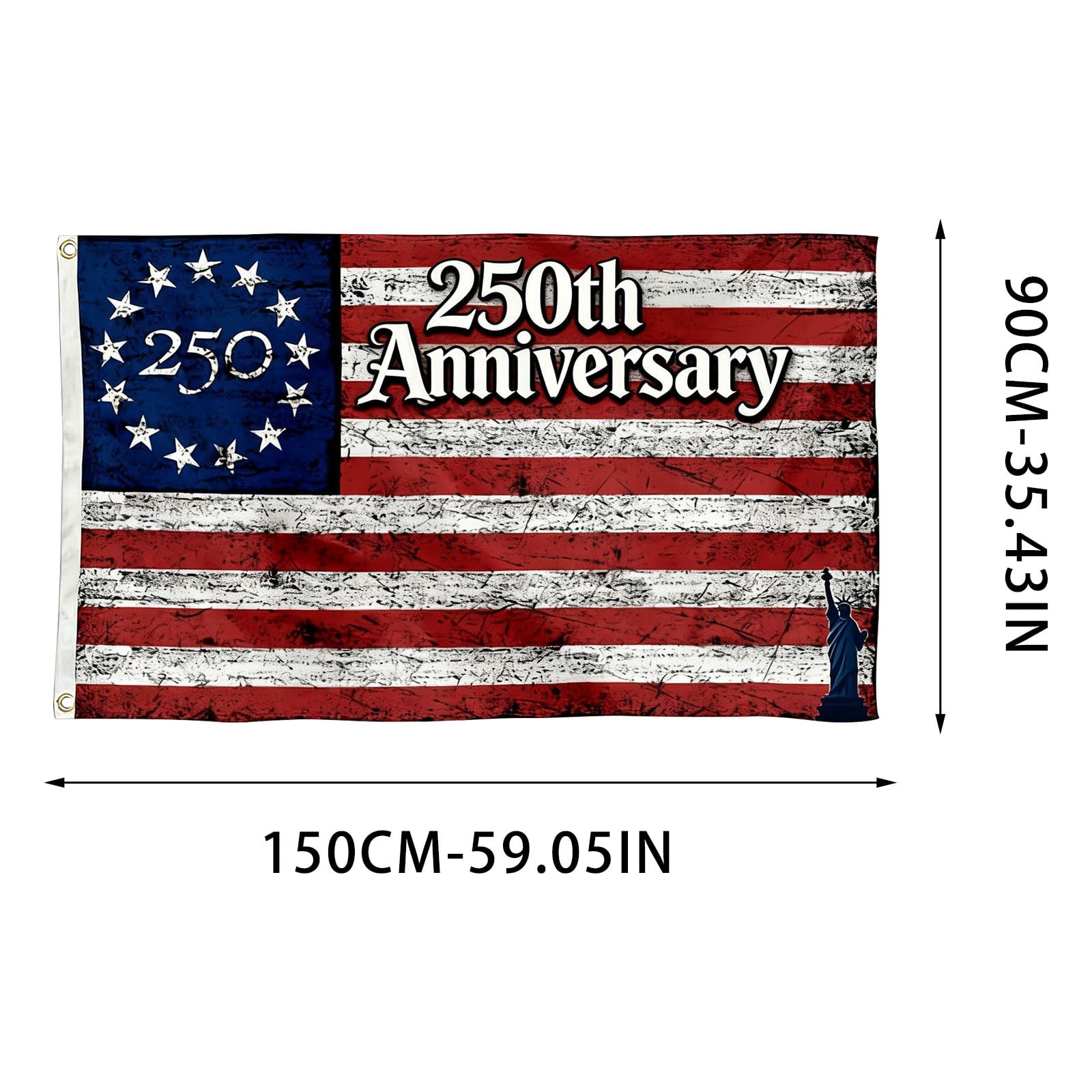 Vintage 250th Anniversary Flag 3x5 Feet, Durable Polyester Flag for Outdoor and Indoor Use, Commemorates 1776-2026, Perfect for Hanging in Yards, Porches, and Parades