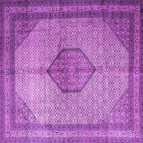 Ahgly Company Indoor Square Medallion Purple Traditional Area Rugs, 7' Square