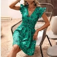 thumbnail image 2 of Elvqul Womens Dresses Sleeveless Green Graphic Plus Size Summer Round Neck Midi Holiday Casual Holiday Dresses, 2 of 4