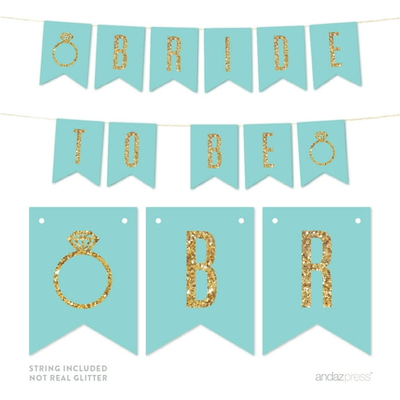 Bride To Be Gold Glitter Wedding Pennant Party Banner