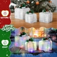 thumbnail image 6 of Tcbosik Holiday LED Gift Boxes (Set of 3) – White Metal Frame with Bows, Pinecones & Red Berries, Pre-Lit Design with 48 Multicolor Lights, Battery Powered, 6 of 9
