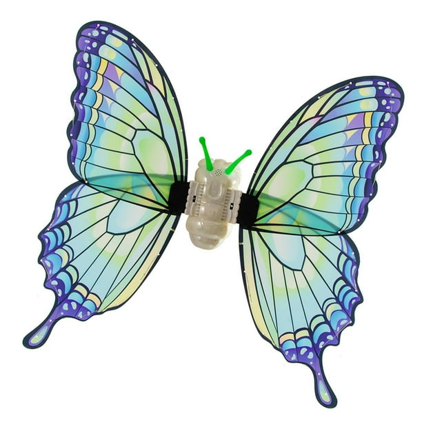 Alas de hada eléctricas, disfraz de mariposa con luces, juguete decorativo Azul