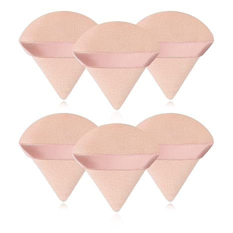 Nvzi 6 piezas de borlas de polvo puro triangulares para maquillaje suave, borlas para polvos sueltos, polvos minerales, polvos corporales, herramienta de maquillaje, tez, A35
