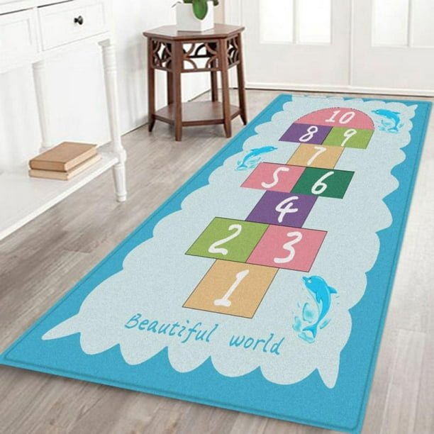 Children's Collection Educational Hopscotch Design Children Nursery Kid's Play Runner Rug