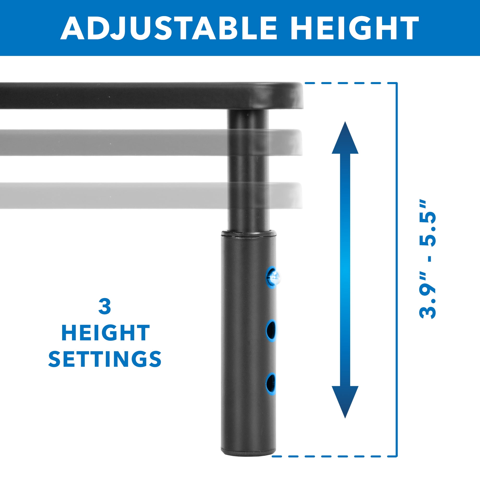 Mount-lt! Height Adjustable Monitor Desk Stand Risers | Fits 11"-32" Monitors | 2-Pack