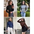 thumbnail image 2 of Ekouaer Women Turtleneck Shirt Long Sleeve Tops Basic Ribbed Tees Soft Stretch Thermal Undershirts Lightweight Blouse, 2 of 4