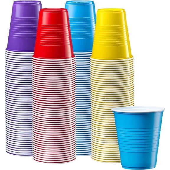 GUSTO 12 Oz Disposable Plastic Party Cups, Assorted, 240 Count