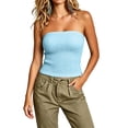 thumbnail image 3 of Busydd Going Out Tops for Women Solid Color Strapless Ribbed Tube Top Camisole Crop Tank Tops for Parties S, 3 of 8