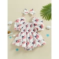 thumbnail image 2 of FEORJGP Independence Day Clothes for Baby Girls 3M 6M 12M 18M 24M Toddler Short Sleeve Romper Dress Rainbow/Flag Print Crew Neck Jumpsuit A-line Dressashion Cute Comfy Outfit for 4th of July, 2 of 8