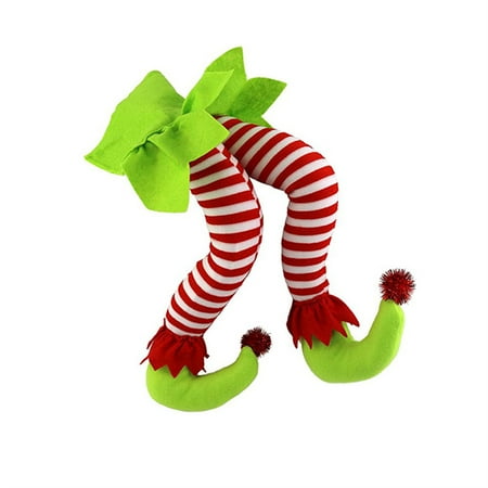 

Shuttle tree Christmas Tree Decoration Striped Printing Sequin Boot Elf Legs Funny Ornaments
