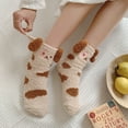 thumbnail image 6 of Bibifish Womens Crew Socks Cute Dog Pattern Plush Socks Soft Warm Fuzzy Comfy Fall Winter Cozy Sleeping Loungewear Socks For Ladies, 6 of 7