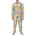 thumbnail image 4 of Kll Watercolor Wildflowers Sleepwear Mens Flannel Pajamas,Long Cotton Pj Set, 4 of 9