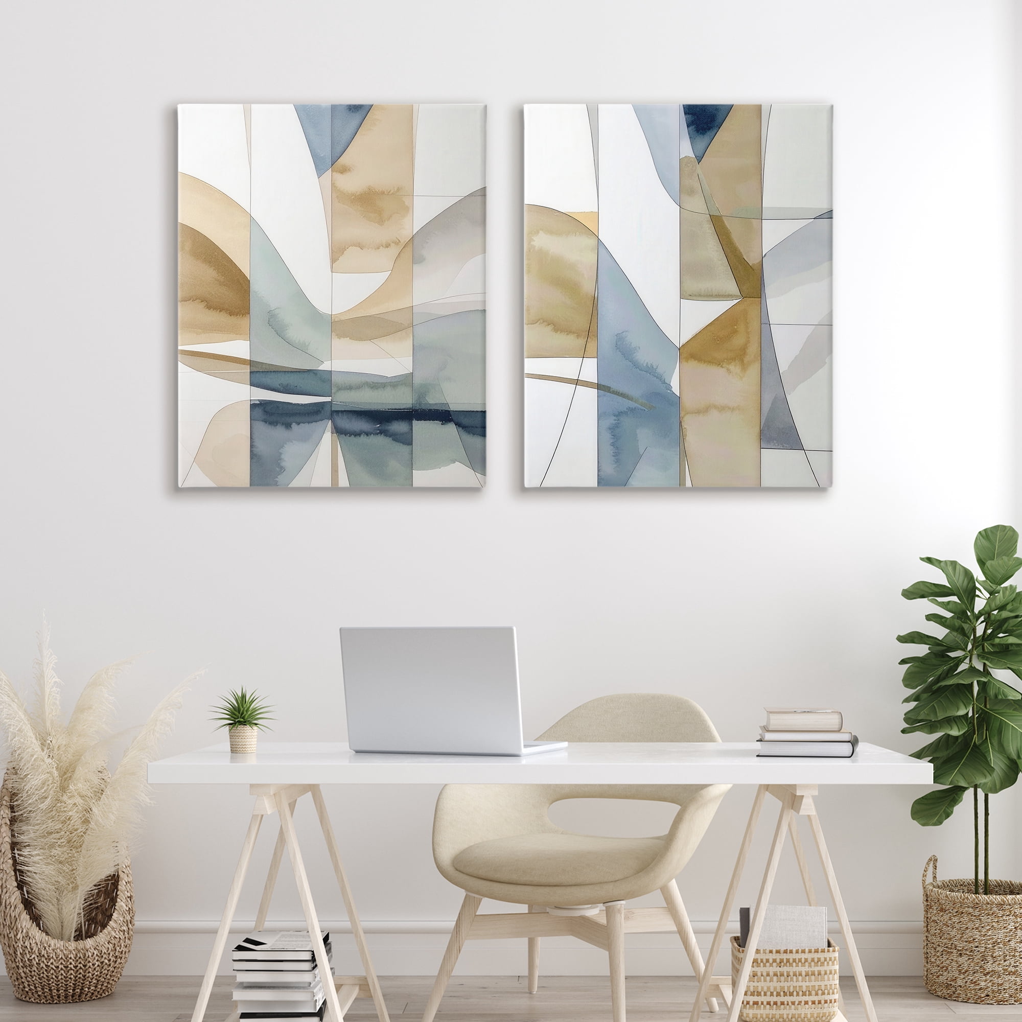 Stupell Industries Balanced Geographic Abstract 2 Piece Canvas Wall Art Set, design by Alonza Saunders