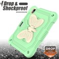 thumbnail image 3 of Allytech iPad Mini 6th Gen Case 2021, Cover for iPad Mini 6 8.3", Built-in Pencil Holder Kidsproof Sturdy Stand Shoulder Strap Non-Slip Linging Silicone Anti-Scratch Butterfly Case, Green + Beige, 3 of 8