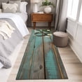 thumbnail image 4 of Runner Rug 2'x6', Daisy Flower Washable Non-Slip Hallway Runner Rugs, Vintage Horseshoes Farmhouse Wooden Grain Teal Bedside Rugs Floor Mats Carpet Runners for Kitchen Bathroom Laundry Room, 4 of 8
