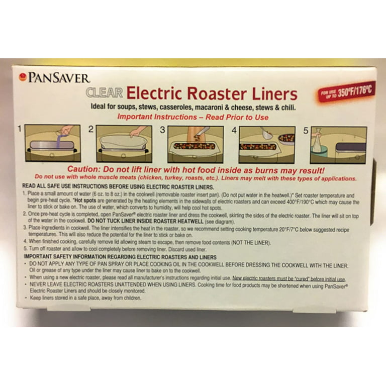 PanSaver Clear Electric Roaster Liners, 2 Liners per Box