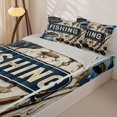 thumbnail image 2 of Manfei Vintage Bass Fish Zipper Twin Comforter Sets with Fitted Sheet and 2 Pillowcases, Lake Landscape Zipper Bedding Set, Navy Brown, Gray Reversible, 4 Pieces, 2 of 7