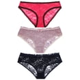thumbnail image 4 of Curve Muse Women's Sexy Lace Bikini Hipster Panties Mid High Rise Briefs-6 Pack-PACKF-S-5, 4 of 6